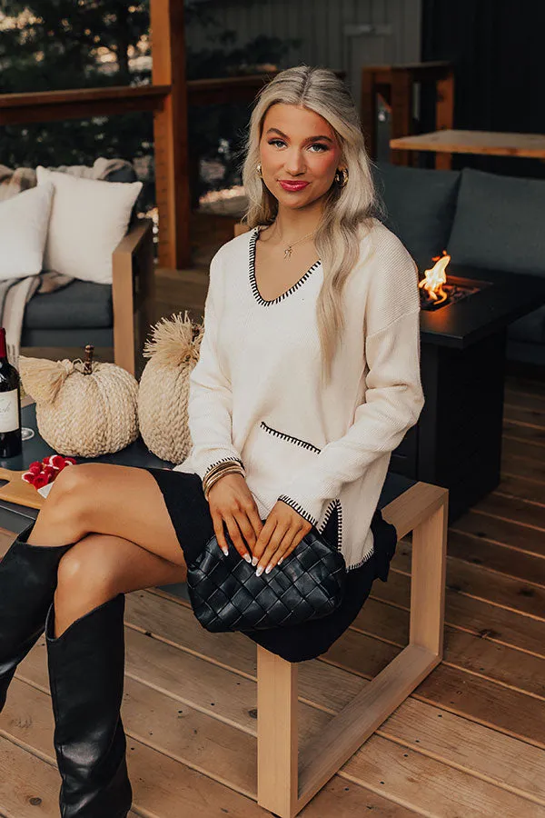 Small Town Romance Knit Sweater Top in French Vanilla sold by Impressions