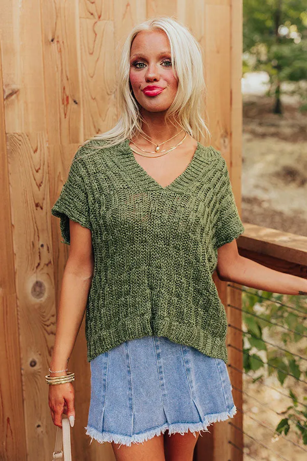 Block Party Chic Knit Top in Olive sold by Impressions