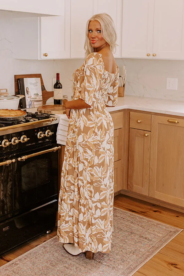 Charming Smile Floral Maxi Dress in Mocha sold by Impressions product image thumbnail 3