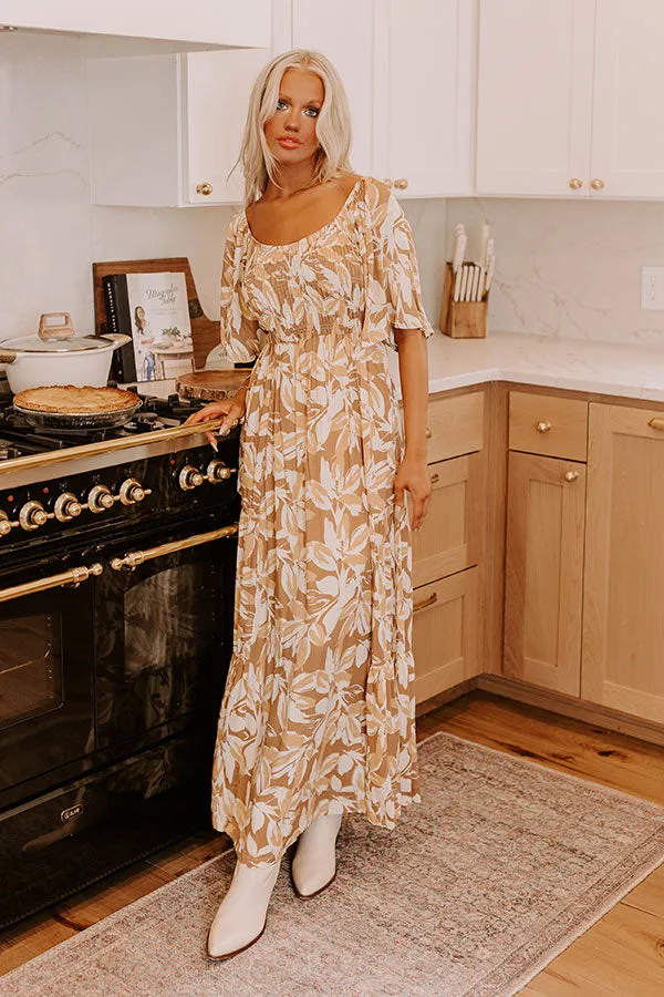 Charming Smile Floral Maxi Dress in Mocha sold by Impressions