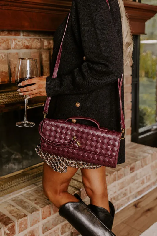 Exclusive Party Faux Leather Woven Purse in Windsor Wine sold by Impressions
