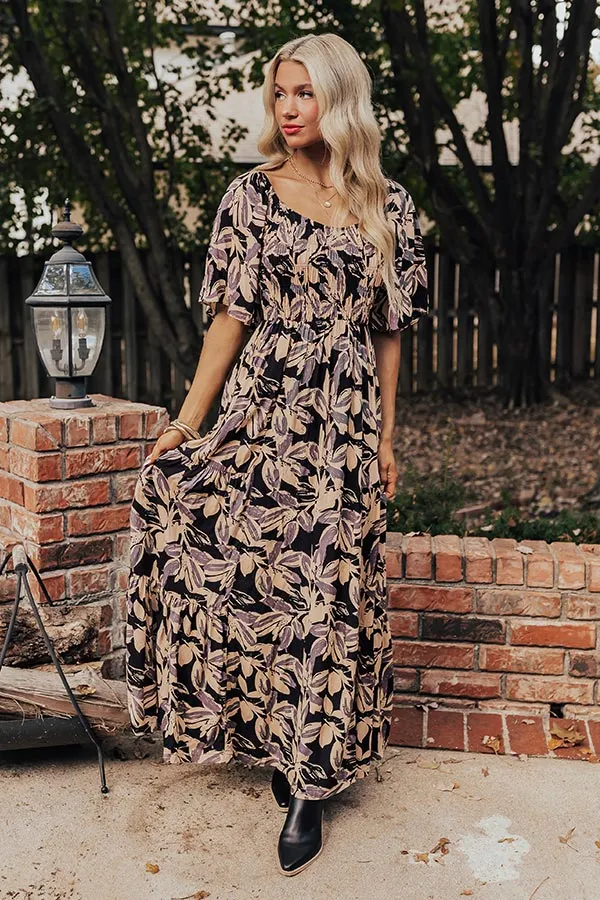 Charming Smile Floral Maxi Dress in Black sold by Impressions