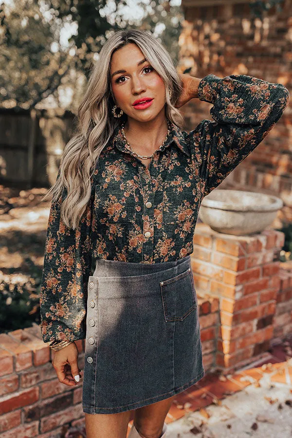 Autumn Blooms Knit Button Up in Hunter Green sold by Impressions product image thumbnail 4