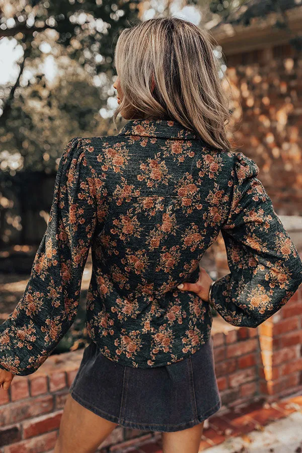 Autumn Blooms Knit Button Up in Hunter Green sold by Impressions product image thumbnail 5