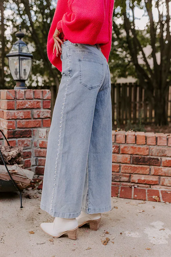 The Lorelai High Waist Pearl Embellished Jean in Light Wash sold by Impressions product image thumbnail 3