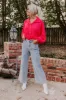 The Lorelai High Waist Pearl Embellished Jean in Light Wash sold by Impressions