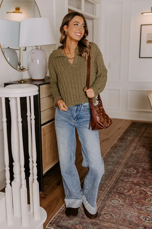 Harvest Hues Knit Sweater Top in Sage sold by Impressions