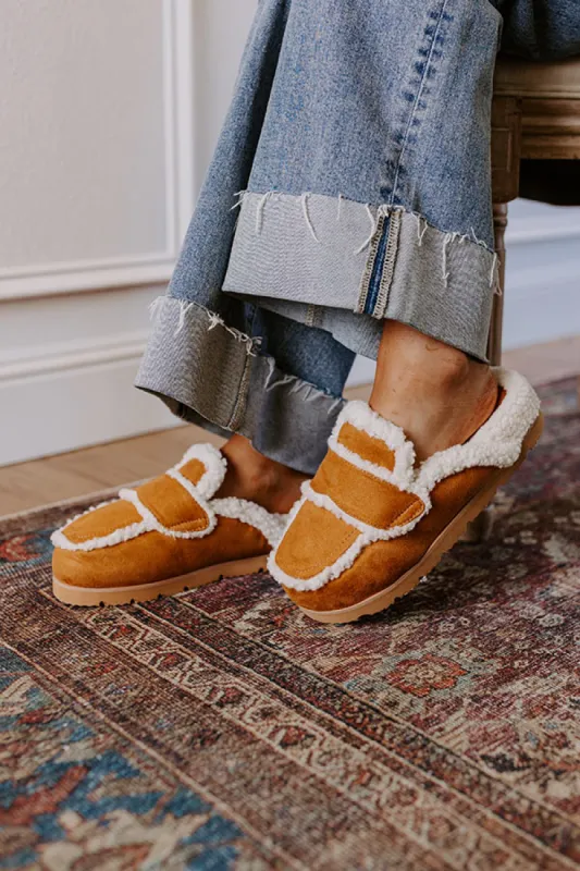 The Anna Faux Suede Slipper in Camel sold by Impressions