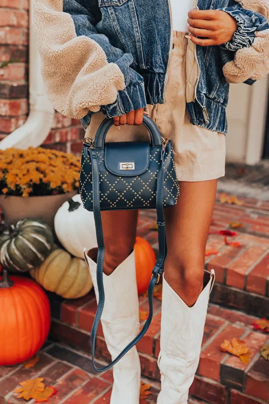 Couture Classic Faux Leather Purse in Navy sold by Impressions