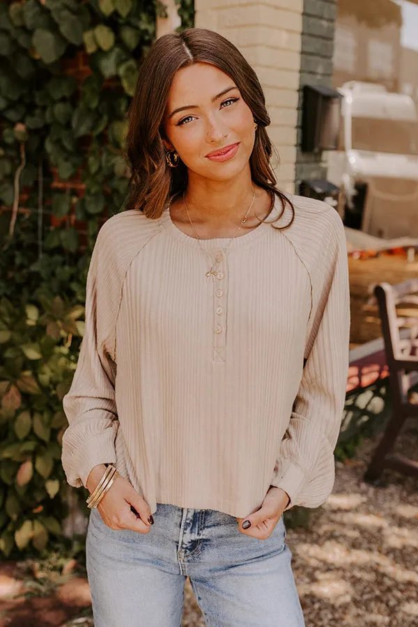 Casual Comforts Henley Top in Beige sold by Impressions product image thumbnail 4