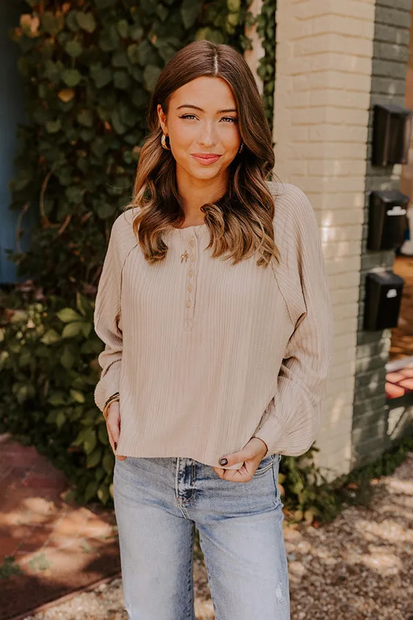 Casual Comforts Henley Top in Beige sold by Impressions product image thumbnail 2