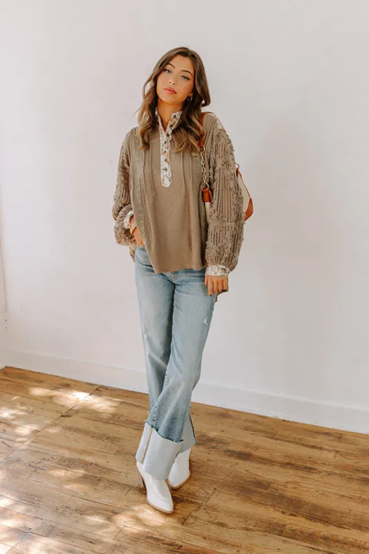 Small Town Cafe Waffle Knit Top sold by Impressions