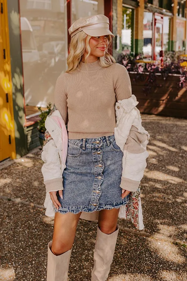 Crisp Mornings Ribbed Top in Warm Taupe sold by Impressions