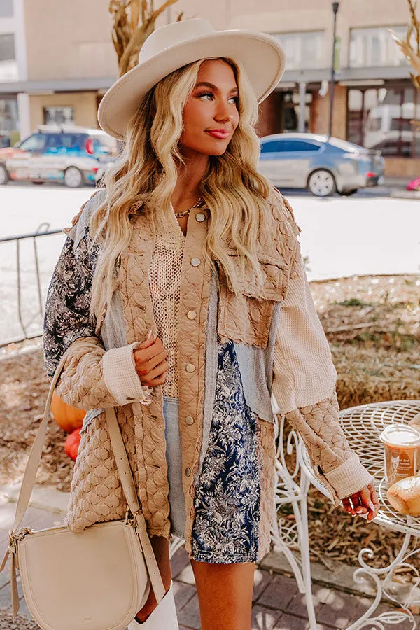 Cozy Mindset Color Block Jacket in Warm Taupe sold by Impressions product image thumbnail 3