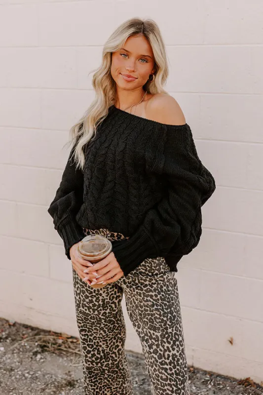 Cabin Parkway Cable Knit Sweater in Black sold by Impressions