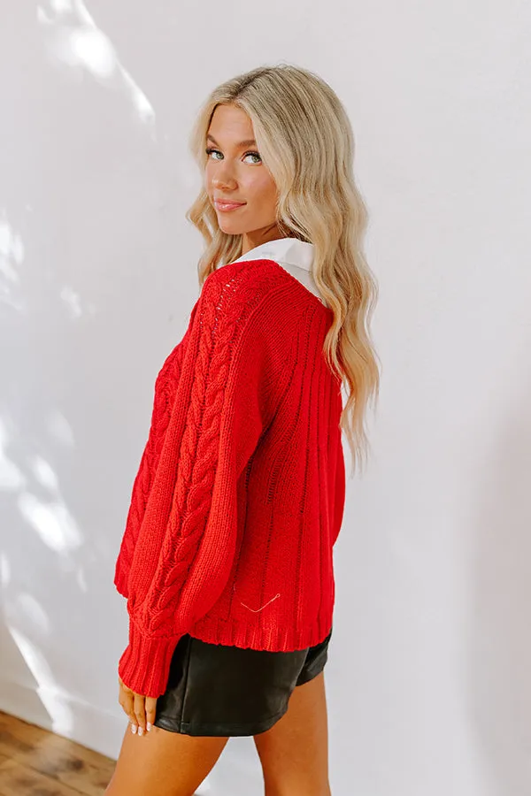 Cabin Parkway Cable Knit Sweater in Red sold by Impressions product image thumbnail 5