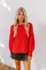 Cabin Parkway Cable Knit Sweater in Red sold by Impressions