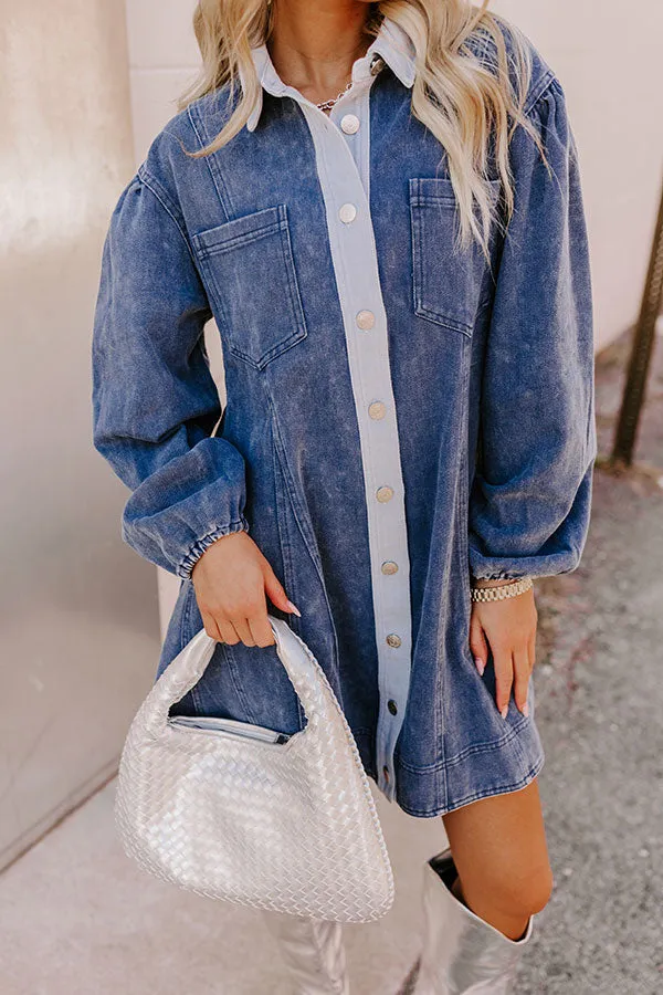 Afternoon Date Denim Mini Dress in Blue sold by Impressions product image thumbnail 3