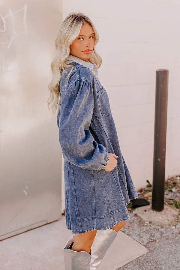 Afternoon Date Denim Mini Dress in Blue sold by Impressions product image thumbnail 4
