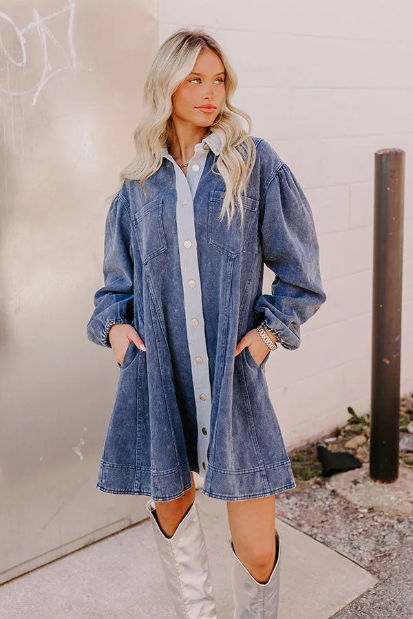 Afternoon Date Denim Mini Dress in Blue sold by Impressions product image thumbnail 2