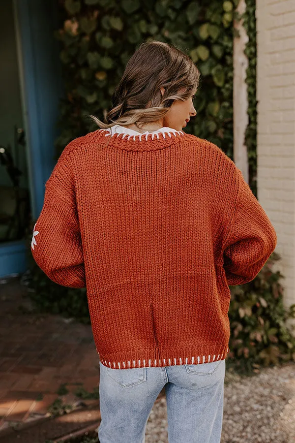 Chai Latte Please Knit Cardigan in Rust sold by Impressions product image thumbnail 4