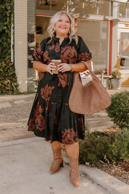 Southern Countryside Floral Midi in Black Curves sold by Impressions