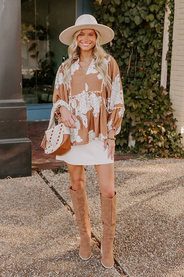 Always In Style Floral Top in Camel sold by Impressions product image thumbnail 5