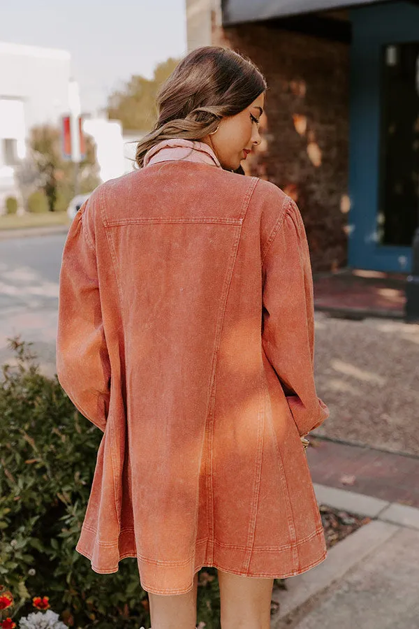 Afternoon Date Denim Mini Dress in Light Rust sold by Impressions product image thumbnail 5