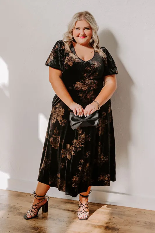 Maple and Mahogany Floral Velvet Midi Curves sold by Impressions