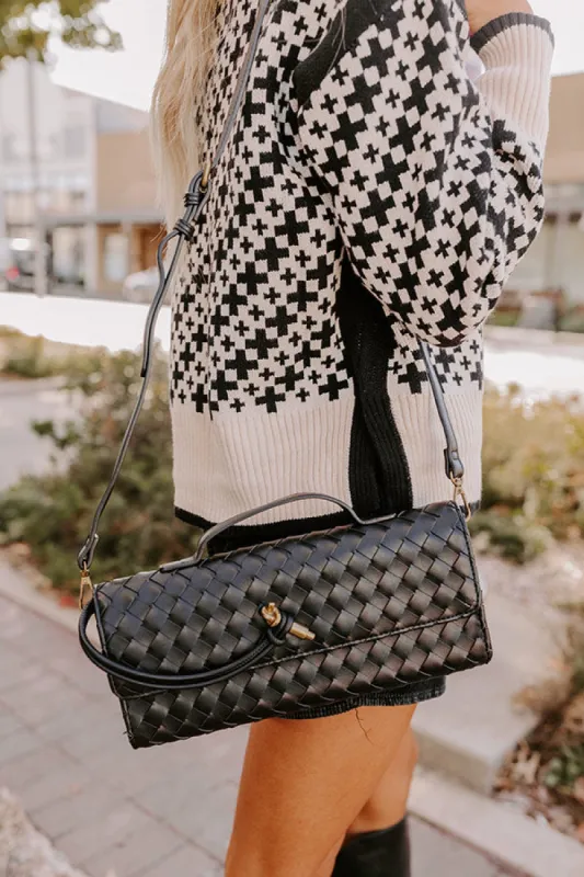 Exclusive Party Faux Leather Woven Purse in Black sold by Impressions