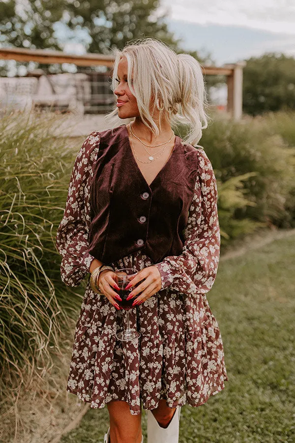 Uptown Cafe Floral Mini Dress in Chestnut sold by Impressions product image thumbnail 2