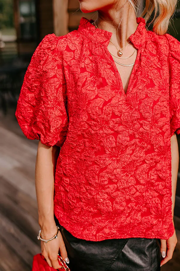 Holiday Party Jacquard Top in Red sold by Impressions product image thumbnail 4