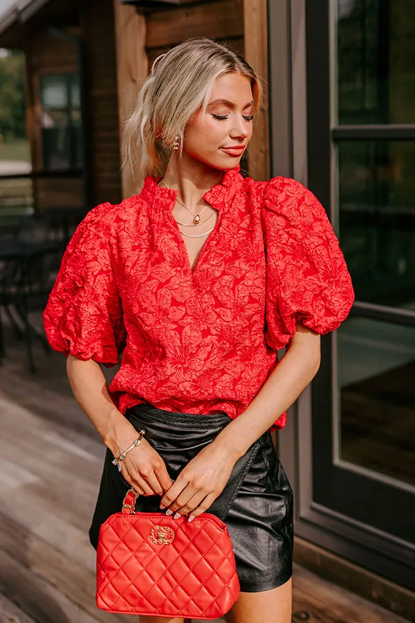 Holiday Party Jacquard Top in Red sold by Impressions