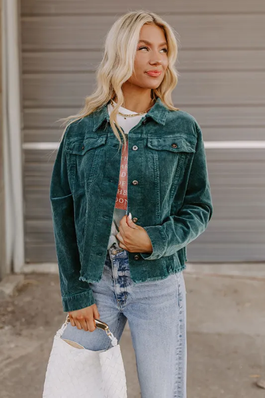 Hayride Honey Corduroy Jacket in Hunter Green sold by Impressions