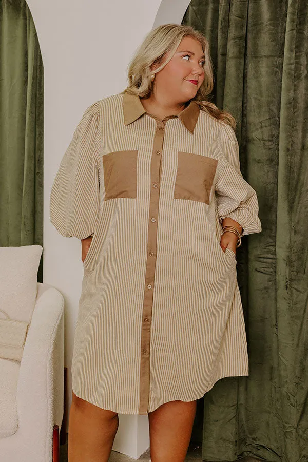 Country Club Cutie Button Down Mini Dress in Mocha Curves sold by Impressions product image thumbnail 2