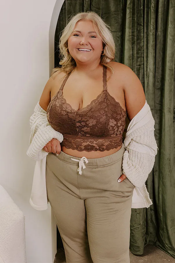 The Juliette Racerback Lace Bralette in Chocolate Curves sold by Impressions