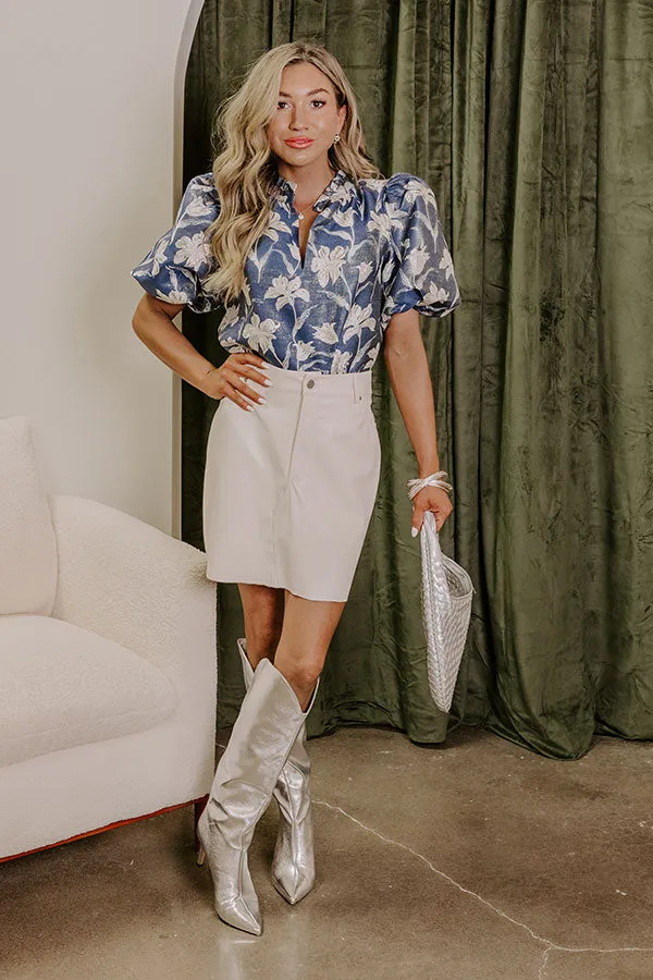 Holiday Party Floral Jacquard Top in Blue sold by Impressions product image thumbnail 2