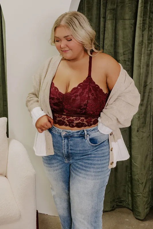The Juliette Racerback Lace Bralette in Wine Curves sold by Impressions