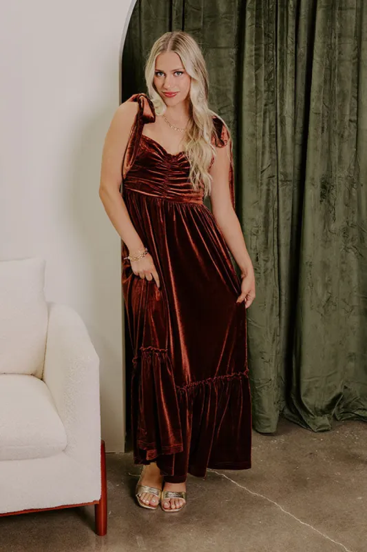 Cranberry Martini Velvet Midi in Chocolate sold by Impressions