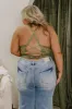 The Juliette Racerback Lace Bralette in Olive Curves sold by Impressions