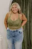 The Juliette Racerback Lace Bralette in Olive Curves sold by Impressions