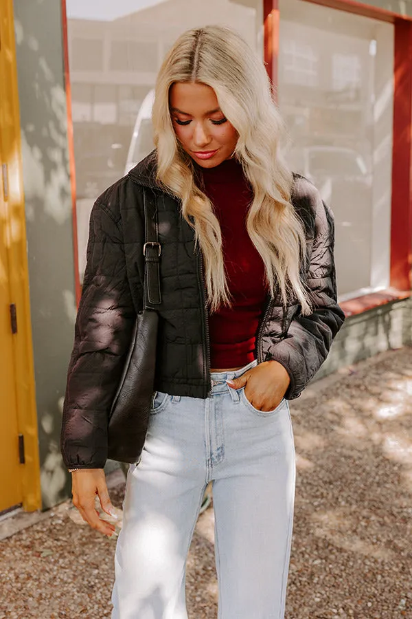 Crisp Leaves Puffer Jacket in Black sold by Impressions