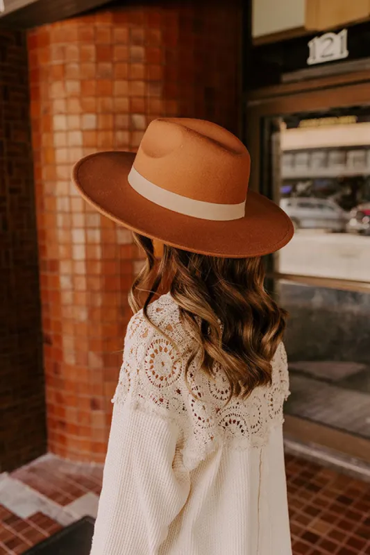 Fall Vibes Felt Fedora in Rust sold by Impressions