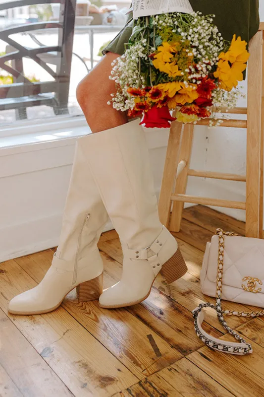 The Elliana Faux Leather Knee High Boot In French Vanilla sold by Impressions