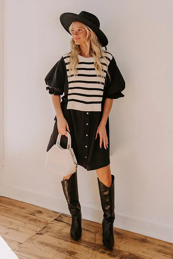 Sweet As Can Be Stripe Mini Dress in Black sold by Impressions