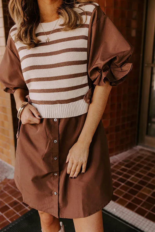 Sweet As Can Be Stripe Mini Dress in Mocha sold by Impressions product image thumbnail 5