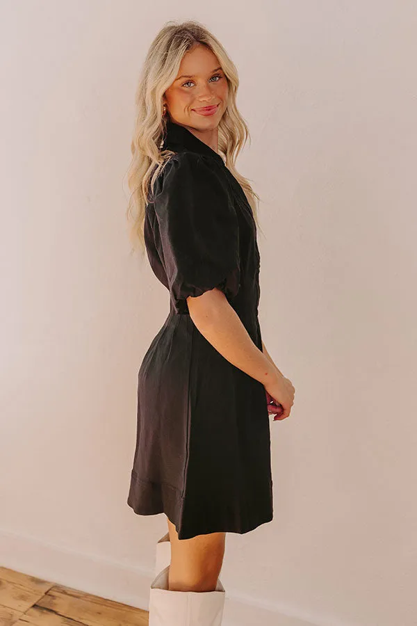 Exceptionally Chic Button Down Mini Dress in Black sold by Impressions product image thumbnail 4