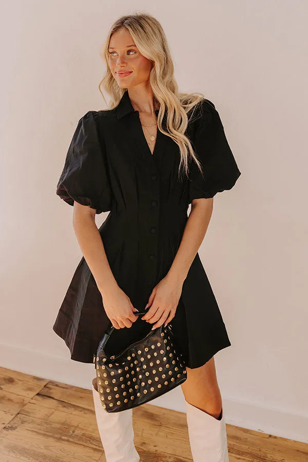 Exceptionally Chic Button Down Mini Dress in Black sold by Impressions product image thumbnail 2