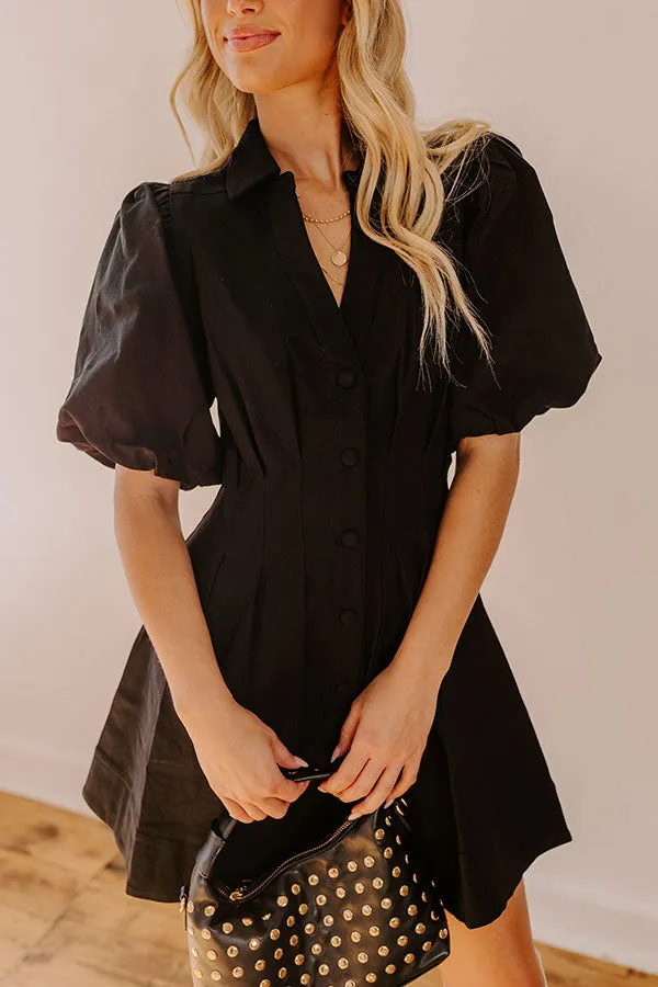 Exceptionally Chic Button Down Mini Dress in Black sold by Impressions product image thumbnail 3