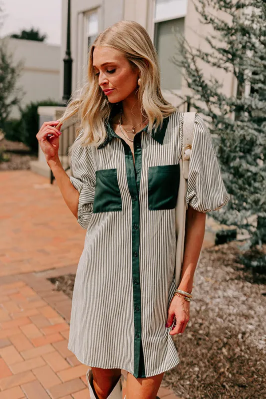 Country Club Cutie Button Down Mini Dress in Deep Forest sold by Impressions